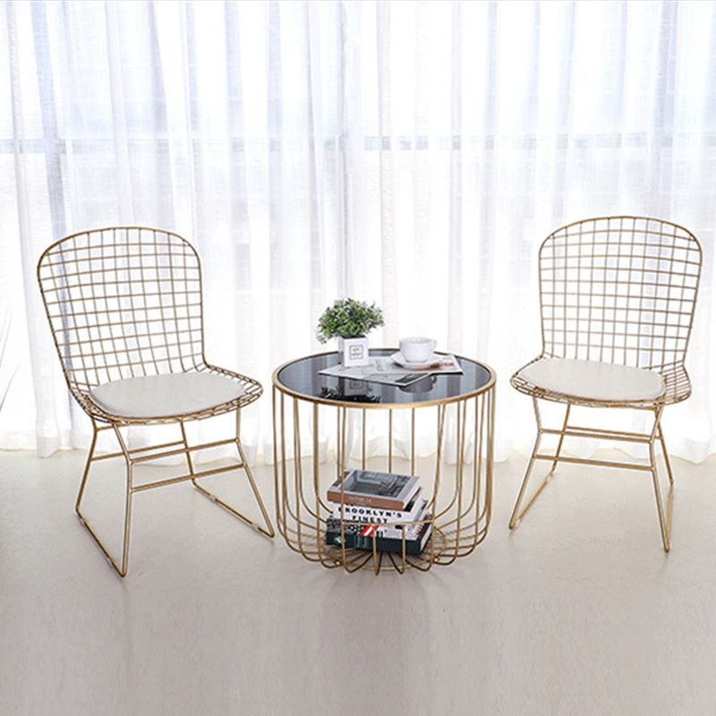 Contemporary Round Top Cocktail Table with Frame Base in Iron Clearhalo 'Coffee & Accent Tables' 'Coffee Tables' 'coffee_tables' 'furn' 'furn_coffee_tables' 'Furniture' 'Living Room Furniture' 1200x1200_d6e917d8-42fa-410a-b7c2-e6402d7eac25