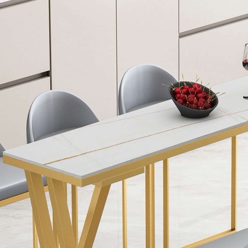 Glam Rectangle Indoor Bar Dining Table Stone Bistro Table with Double Pedestal Clearhalo 'Bar Furniture' 'Bar Tables' 'bar_tables' 'furn' 'furn_bar_tables' 'Furniture' 'furniture_bar_tables' 'Kitchen & Dining Furniture' 'kitchen&dining_furn' 'kitchen' 1200x1200_d6ea590a-8b1e-4842-8426-c7e8938be595