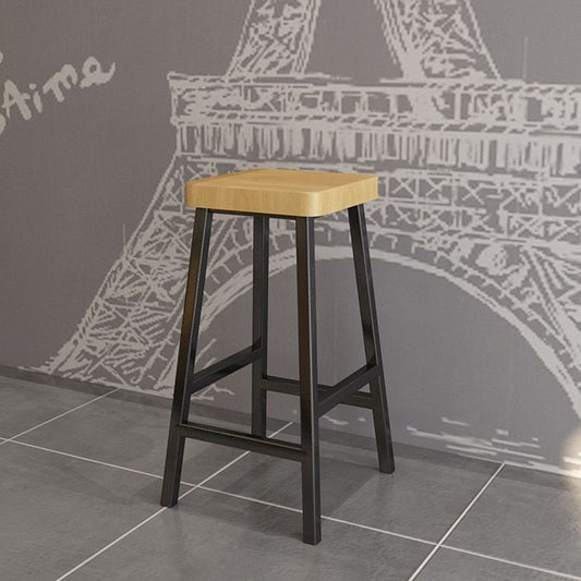 Backless Solid Wood Bar Stool Contemporary Natural Stool with Metal Legs Clearhalo 'Bar Furniture' 'Bar Stools' 'bar_stools' 'furn' 'furn_bar_stools' 'Furniture' 'Kitchen & Dining Furniture' 1200x1200_d6eb9bd9-6c6e-44be-a997-674fcbe88c15