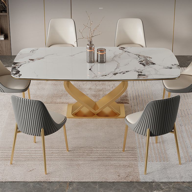 Luxury Sintered Stone Top Dining Set Rectangle 1/2/5/6/7 Pieces Dining Table with Chairs Clearhalo 'Dining Room Sets' 'Dining Tables & Seating' 'dining_room_set' 'furn' 'furn_dining_room_set' 'Furniture' 'furniture_dining_room_set' 'Kitchen & Dining Furniture' 1200x1200_d6ec15fc-b64e-4e70-9599-a0bf099dafe9