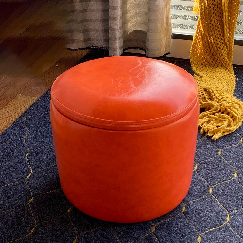 Faux Leather Ottoman Plain Round Stain Resistant Pouf Ottoman with Storage Clearhalo 'furn' 'furn_ottomans_poufs' 'Furniture' 'Living Room Furniture' 'Ottomans & Poufs' 'ottomans_poufs' 1200x1200_d6ec1672-b4ac-44d2-8536-8f1eb4bc8cb1