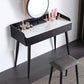 Contemporary Stone Makeup Dressing Table 33.5" H 2 Drawers Vanity Table in Black Clearhalo 'Bedroom Furniture' 'furn' 'furn_makeup_vanities' 'Furniture' 'Makeup Vanities' 'makeup_vanities' 1200x1200_d6ec4785-27a6-4e8d-b7c6-45a27bf73fc2