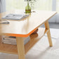Contemporary Rectangle Wooden Coffee Table with Shelf and 4 Solid Wood Legs