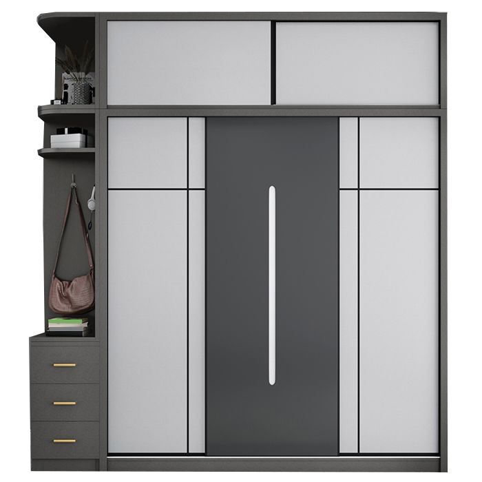 Gray Contemporary Wardrobe Armoire with Drawer Wooden Wardrobe Cabinet Clearhalo 'Armoires & Wardrobes' 'armoires_wardrobes' 'Bedroom Furniture' 'furn' 'furn_armoires_wardrobes' 'Furniture' 1200x1200_d6ed3914-2373-46d1-b20c-daf97db9d6fd