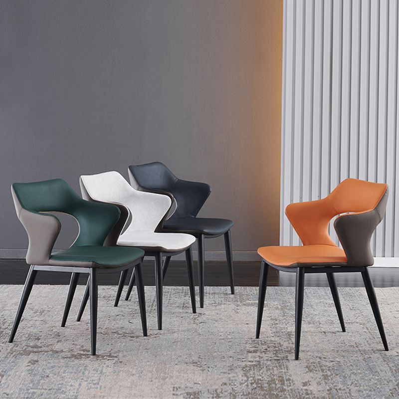 Metal Base Dining Chair Modern Style Faux Leather Arm Dining Chairs Clearhalo 'Dining Chairs' 'Dining Tables & Seating' 'dining_chair' 'furn' 'furn_dining_chair' 'Furniture' 'Kitchen & Dining Furniture' 1200x1200_d6ef2ce5-5563-49f0-a614-685c9995084a