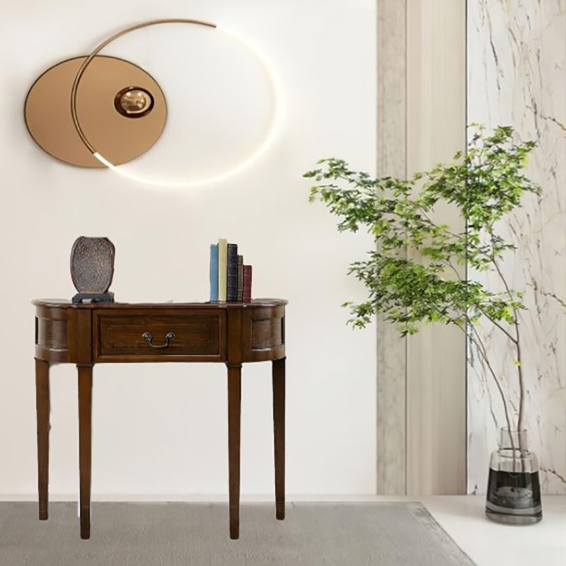 14 inch Wide Console Table Mid-Century Modern Wood Accent Table for Hall