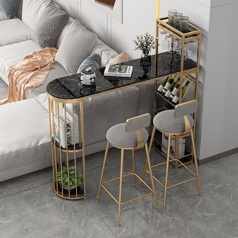 Nordic Bar Table 42-inch Height Artificial Marble Top and Iron Pedestal Pub Table Clearhalo 'Bar Furniture' 'Bar Tables' 'bar_tables' 'furn' 'furn_bar_tables' 'Furniture' 'furniture_bar_tables' 'Kitchen & Dining Furniture' 1200x1200_d6efb842-0ae5-4582-b5f6-3948539bda9d