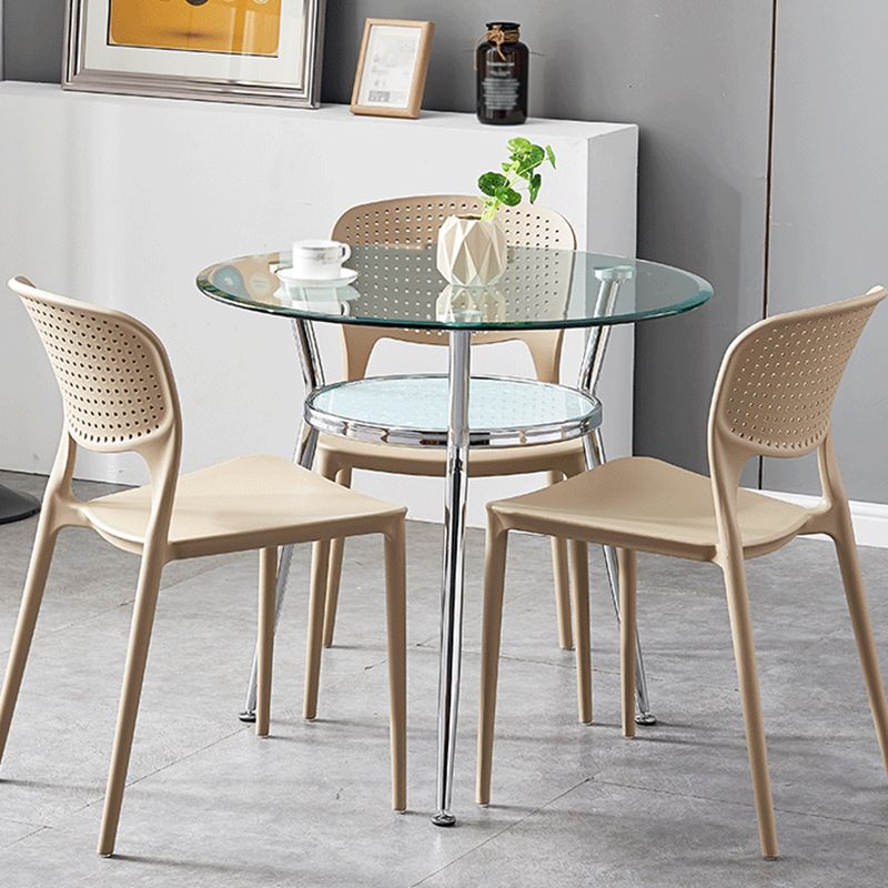 Round Transparent Dining Table Glass Table Modern with 3 Legs Pedestal Clearhalo ' dining_table' 'Dining Tables & Seating' 'Dining Tables' 'furn' 'furn_dining_table' 'Furniture' 'furniture_dining_table' 'Kitchen & Dining Furniture' 'kitchen&dining_furn' 'kitchen' 'kitchen_dining_table' 1200x1200_d6eff55c-b0cb-4fc6-b2f8-654ae8c81e34