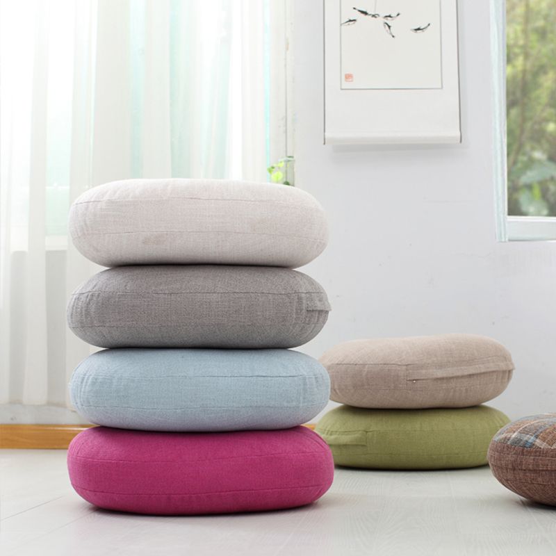 Modern Pouf Ottoman Cotton Upholstered Tufted Tear Resistant Round Ottoman Clearhalo 'furn' 'furn_ottomans_poufs' 'Furniture' 'Living Room Furniture' 'Ottomans & Poufs' 'ottomans_poufs' 1200x1200_d6f18546-0bec-4a7a-a58d-9e6608e46323