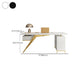 Black and White Writing Desk Glass Office Desk Pedestal with File Cabinet Clearhalo 'furn' 'furn_office_desk' 'Furniture' 'Office Desks' 'Office Furniture' 'office_desk' 1200x1200_d6f2a74c-d452-4aa6-93a3-ea1e6ed6402f