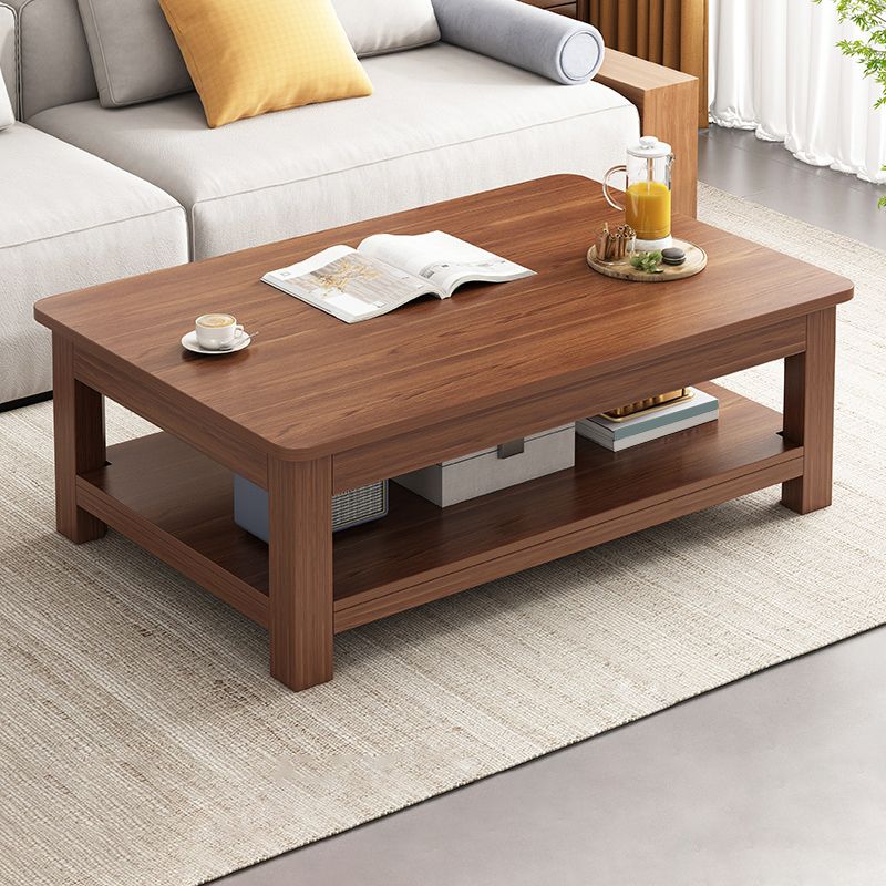 4 Legs Wood Cocktail Table No Distressing Coffee Table with Storage Shelf Clearhalo 'Coffee & Accent Tables' 'Coffee Tables' 'coffee_tables' 'furn' 'furn_coffee_tables' 'Furniture' 'Living Room Furniture' 1200x1200_d6f6264f-b7a9-4587-af10-dc7b499f50df