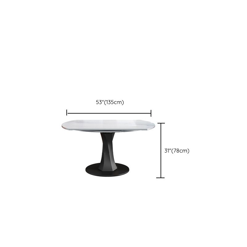 Modern Pedestal Dining Table Stone Top Dining Table with Leaf Extension Clearhalo 'Dining Tables & Seating' 'Dining Tables' 'dining_table' 'furn' 'furn_dining_table' 'Furniture' 'Kitchen & Dining Furniture' 1200x1200_d6fba3c0-f49b-4e54-89b1-998f60a31b12