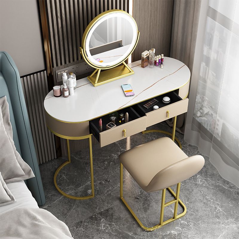 Glam 29.52 " H Slate Top Vanity Stool with Drawers Dressing Table Clearhalo 'Bedroom Furniture' 'furn' 'furn_makeup_vanities' 'Furniture' 'Makeup Vanities' 'makeup_vanities' 1200x1200_d6fbb166-61ca-4a3c-a804-09955aa2eadc
