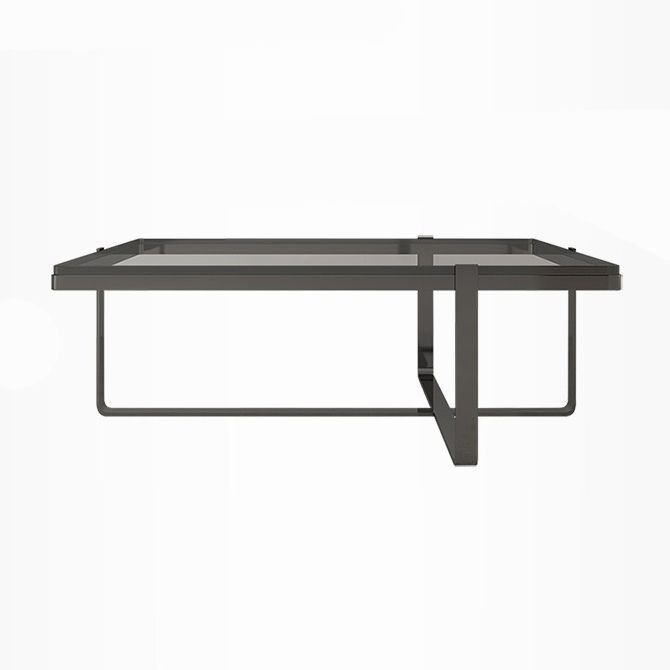 Glass Coffee Table Modern Simple Cross Legs Rectangle Cocktail Table