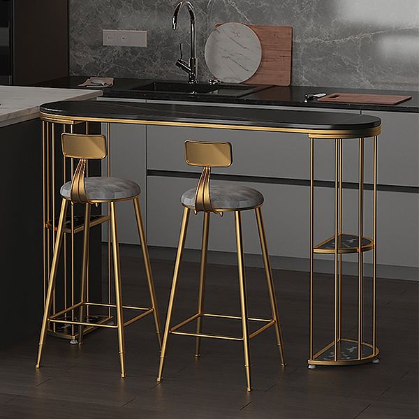 Low Back Upholstered Dining Stools Round Armless Bar Stools with Footrest