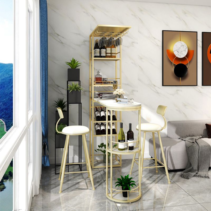 Metal Storage Base Bar Table Modern Stone Bar Table with Wine Rack and Wine Glass Holders Clearhalo 'Bar Furniture' 'Bar Tables' 'bar_tables' 'furn' 'furn_bar_tables' 'Furniture' 'Kitchen & Dining Furniture' 1200x1200_d6ff7456-a68c-4742-9e12-4269cebbd59f