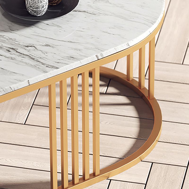 Glam Oval Coffee Table with Marble Top and Iron Frame Base 1 Piece Clearhalo 'Coffee & Accent Tables' 'Coffee Tables' 'coffee_tables' 'furn' 'furn_coffee_tables' 'Furniture' 'Living Room Furniture' 1200x1200_d6ff827e-4f7b-40f0-ab16-bfacb6376bf8