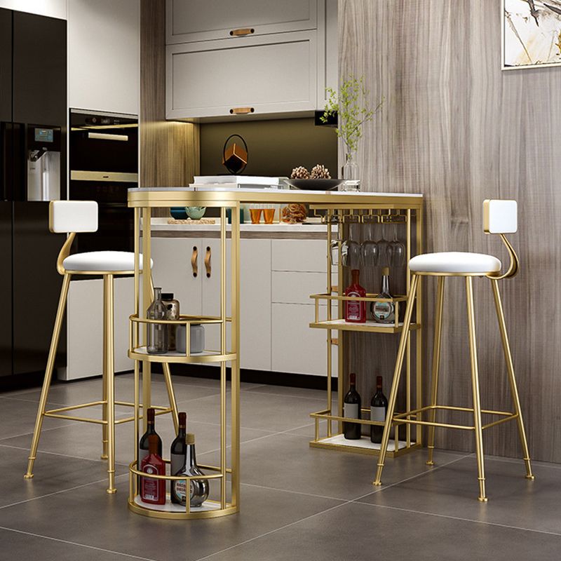 Glam Style 1/2/3 Pieces Bar Table Set Rectangle Stone Bar Table with Metal High Stools Clearhalo 'Bar Furniture' 'furn' 'furn_home_bar_bar_sets' 'Furniture' 'Home Bars & Bar Sets' 'home_bar_bar_sets' 'Kitchen & Dining Furniture' 1200x1200_d6ffd098-1826-4fe7-80b6-d047a8905418