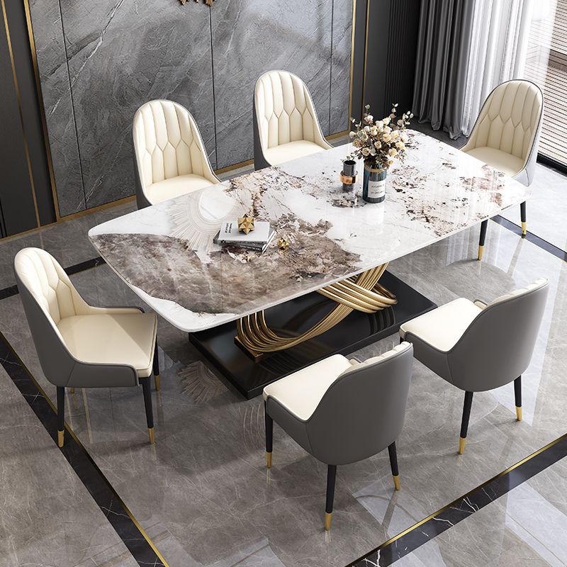 Traditional Luxury Rectangle Dining Table Stainless Steel Furniture for Indoor Clearhalo ' dining_table' 'Dining Tables & Seating' 'Dining Tables' 'furn' 'furn_dining_table' 'Furniture' 'furniture_dining_table' 'Kitchen & Dining Furniture' 'kitchen&dining_furn' 'kitchen' 'kitchen_dining_table' 1200x1200_d7004fbd-df40-4d9c-97b3-006ecc4ac4ba