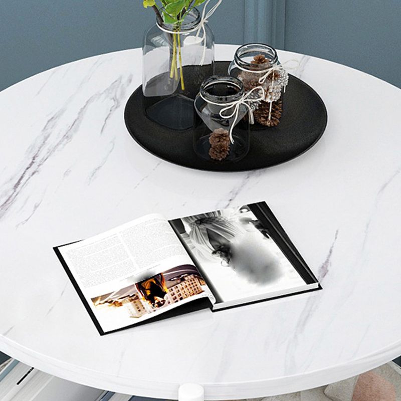 モダンなメタル4脚エンドテーブルストレージ付き丸いトップサイドテーブル