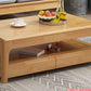 Scandinavian Rectangle Wood Coffee Table 17.7"H 4 Legs Cocktail Table with 4 Drawers
