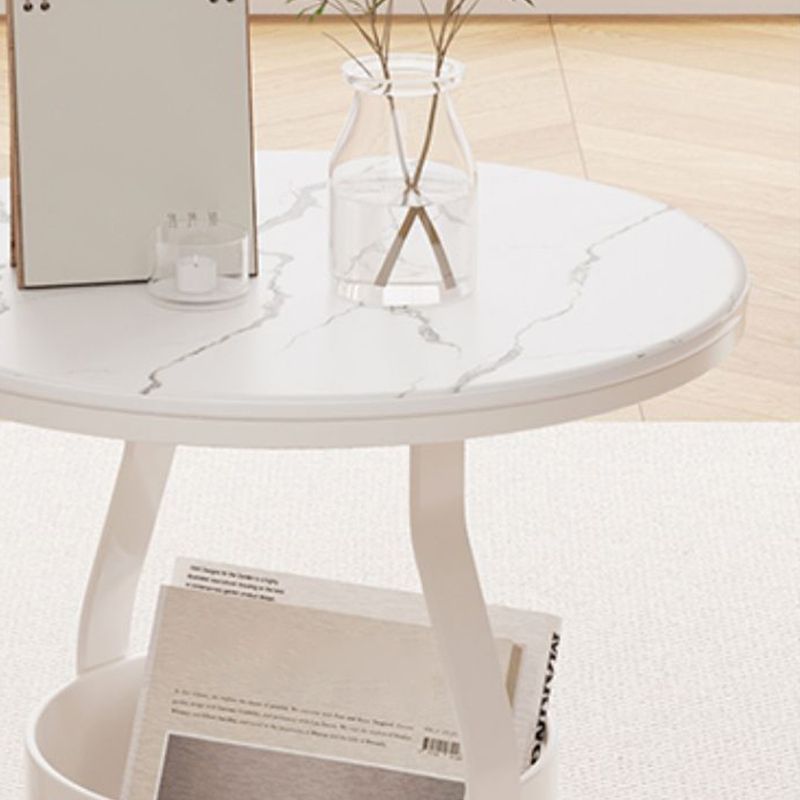 Modern 19.68-inch Tall Metal Abstract Side Table Round Top End Table with Storage Clearhalo 'Coffee & Accent Tables' 'End & Side Tables' 'end_side_tables' 'furn' 'furn_end_side_tables' 'Furniture' 'Living Room Furniture' 1200x1200_d70233d2-917c-413b-85c2-257dbded375f