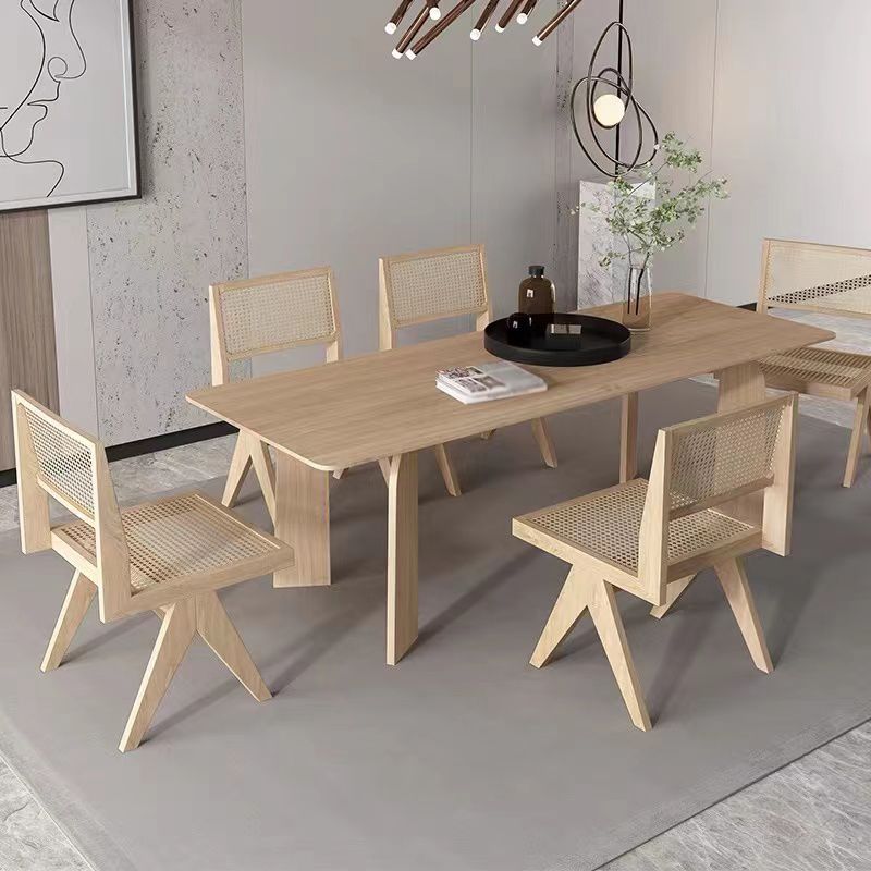 Modern Rectangle Dinette Set 1/2/4/5/6/7 Pieces Indoor Solid Wood Dining Table Set Clearhalo 'Dining Room Sets' 'Dining Tables & Seating' 'dining_room_set' 'furn' 'furn_dining_room_set' 'Furniture' 'Kitchen & Dining Furniture' 1200x1200_d7026df1-b01e-4430-a7c4-412dbc66850f