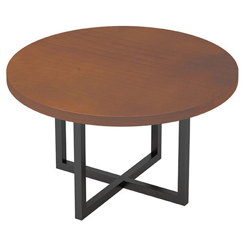 Mesa redonda de comedor moderna, mesa de madera con patas de metal para el hogar