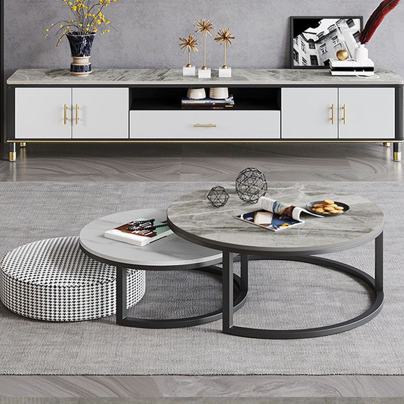 Support multimédia TV contemporain, console multimédia en pierre pour salon