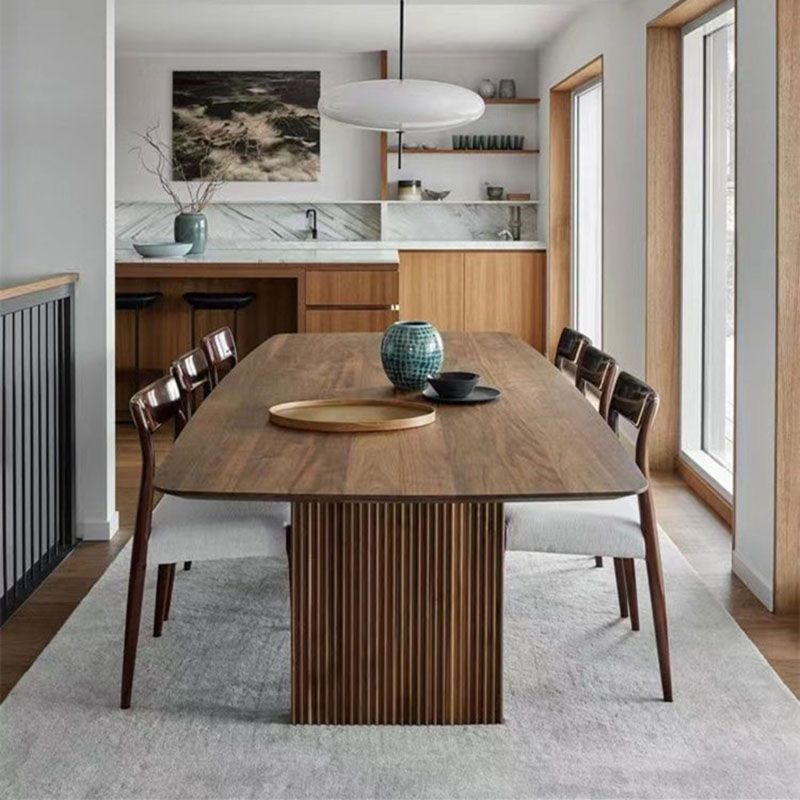 Solid Wood Modern Dining Table Rectangle Kitchen Furniture with Double Pedestal Base Clearhalo 'Dining Tables & Seating' 'Dining Tables' 'dining_table' 'furn' 'furn_dining_table' 'Furniture' 'furniture_dining_table' 'Kitchen & Dining Furniture' 'kitchen' 'kitchen_dining_table' 1200x1200_d7036530-d1a5-4598-8b74-50ec219f7f77
