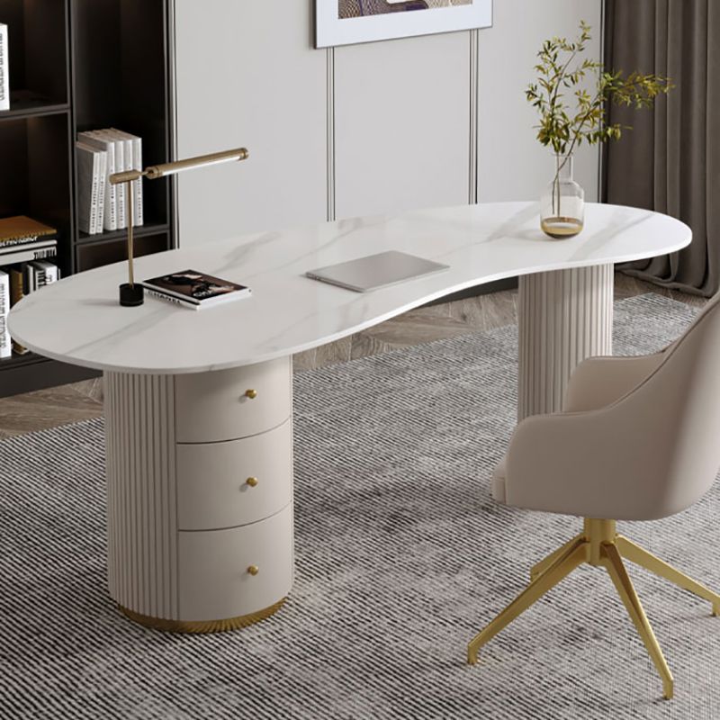 Modern & Contemporary Office Desk Curved Laptop Table with Drawers Clearhalo 'furn' 'furn_office_desk' 'Furniture' 'Office Desks' 'Office Furniture' 'office_desk' 1200x1200_d7037bb0-12d2-4c99-ac7a-fe2c03f9b1af