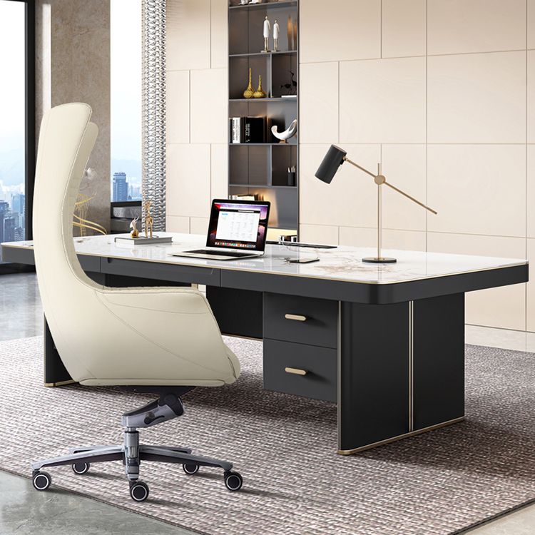 Sedia da scrivania a armi fisse nessuna sedia da ufficio ergonomica in pelle angosciante con ruote