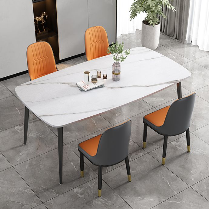 Modern Stone Rectangle Dining Table 4 Metal Legs for Dining Room Clearhalo 'Dining Tables & Seating' 'Dining Tables' 'dining_table' 'furn' 'furn_dining_table' 'Furniture' 'Kitchen & Dining Furniture' 1200x1200_d704656f-a054-46b8-b807-c98375202d5b
