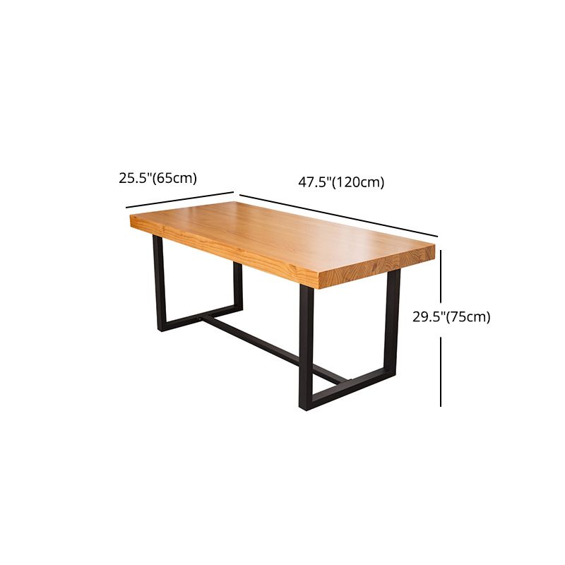 Table à manger industrielle avec trestle base de table à manger naturelle et noire avec dessus en bois