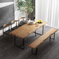 Brown Solid Wood Dining Table Industrial Table with Metal Frame Clearhalo 'Dining Tables & Seating' 'Dining Tables' 'dining_table' 'furn' 'furn_dining_table' 'Furniture' 'Kitchen & Dining Furniture' 1200x1200_d70801ad-9a45-4ffd-906a-6225e09832bd