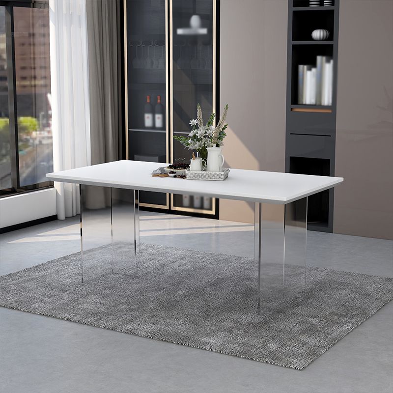 Modern 1/4/5 Pieces Dining Set Rectangular Acrylic Double Pedestal Dinette Set Clearhalo 'Dining Room Sets' 'Dining Tables & Seating' 'dining_room_set' 'furn' 'furn_dining_room_set' 'Furniture' 'furniture_dining_room_set' 'Kitchen & Dining Furniture' 'kitchen&dining_furn' 'kitchen' 1200x1200_d70af177-8b78-46ef-b477-a7da1650a0e8