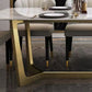 Glam Dinette Table Stone Rectangle Dining Room Table in White Clearhalo 'Dining Tables & Seating' 'Dining Tables' 'dining_table' 'furn' 'furn_dining_table' 'Furniture' 'Kitchen & Dining Furniture' 1200x1200_d70b93f8-140b-482d-b9b1-2018965ebe5d