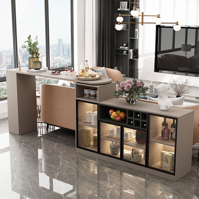 Contemporary Style Bar Table Wood Revolving Bar Wine Table with Storage Clearhalo 'Bar Furniture' 'Bar Tables' 'bar_tables' 'furn' 'furn_bar_tables' 'Furniture' 'Kitchen & Dining Furniture' 1200x1200_d70c1149-f610-497b-bf36-100e67071b4d