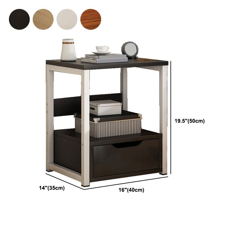 Moderne Holznachtständer 19,6 "hoher Metallrahmen Nachttisch mit Schublade