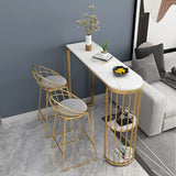 1/3 piezas Glam Glam Gold Iron Bar Table Juego de bistro de piedra blanca con estante