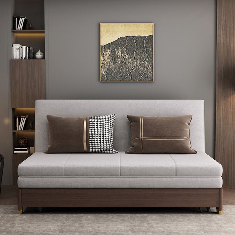 Divano letto in legno in legno massiccio di divano di lino convertibile in grigio