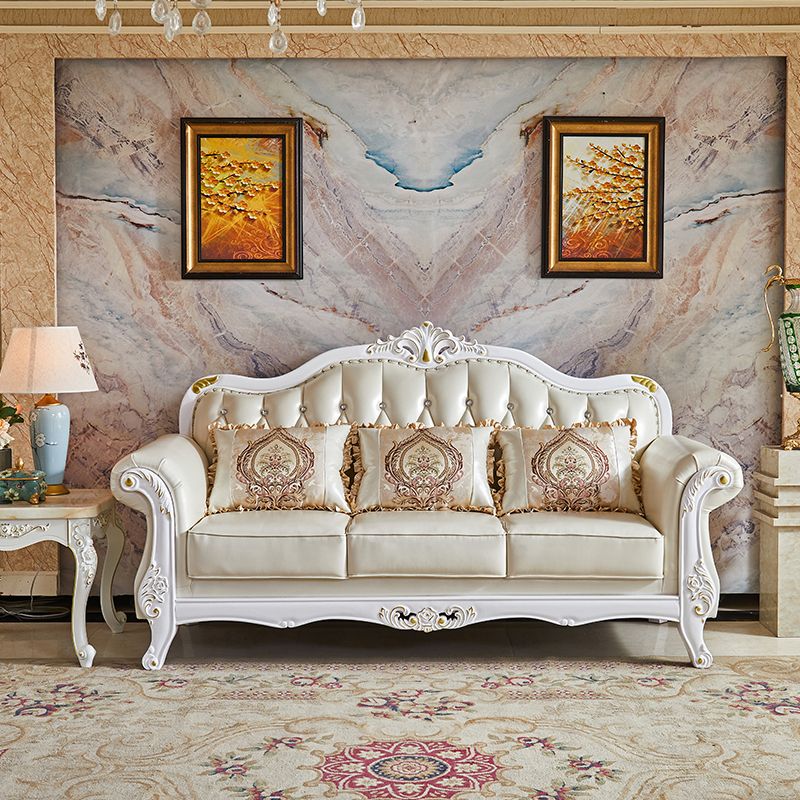 47" High Contemporary Genuine Leather Rolled Arm Sofa with Camel Back for Apartment Clearhalo 'furn' 'furn_sofas' 'Furniture' 'furniture_sofas' 'Living Room Furniture' 'Sofa' 'sofas' 1200x1200_d7102d20-af92-4527-b3af-e1dce8e381e0