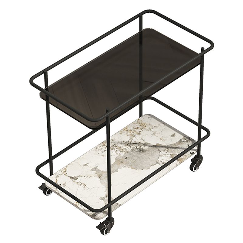 Mesa de vidrio superior a la altura con ruedas moderna de 25.6 "w 1 mesa auxiliar