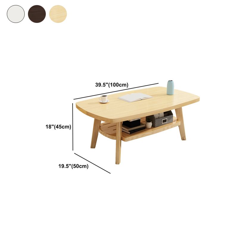 Nordic Style Rectangular 4 Legs Base Solid Wood Table with Storage Rack Coffee Table Clearhalo 'Coffee & Accent Tables' 'Coffee Tables' 'coffee_tables' 'furn' 'furn_coffee_tables' 'Furniture' 'Living Room Furniture' 1200x1200_d711b85b-35e7-4887-94f3-0448b033d4fb