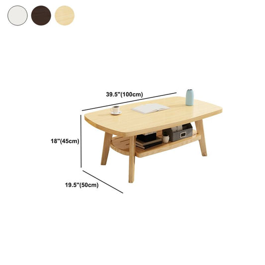 Nordic Style Rectangular 4 Legs Base Solid Wood Table with Storage Rack Coffee Table Clearhalo 'Coffee & Accent Tables' 'Coffee Tables' 'coffee_tables' 'furn' 'furn_coffee_tables' 'Furniture' 'Living Room Furniture' 1200x1200_d711b85b-35e7-4887-94f3-0448b033d4fb