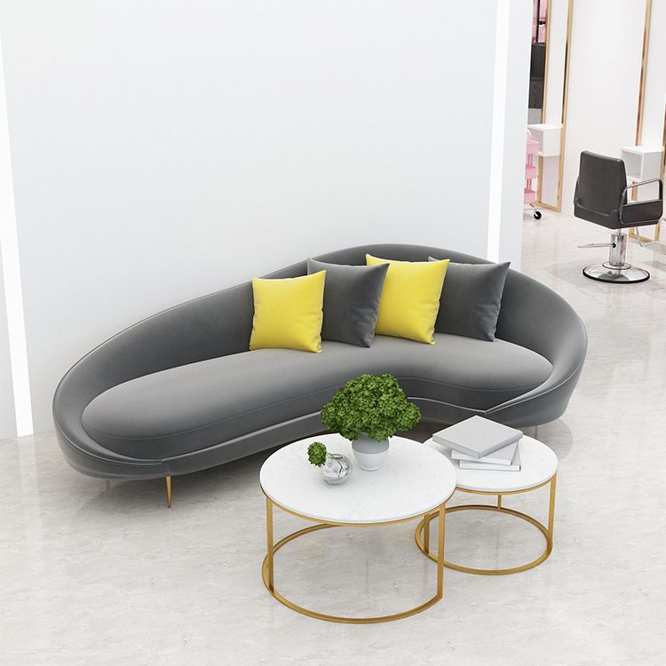 Contemporary Sloped Arm Sofa Velvet Curved Sofa for Living Room, Apartment