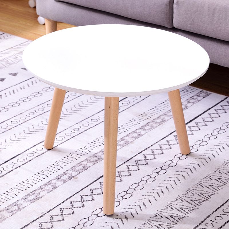 Traditional Style Cocktail Table White/wood Color Rubber Wood Round Coffee Table Clearhalo 'Coffee & Accent Tables' 'End & Side Tables' 'end_side_table' 'end_side_tables' 'furn' 'furn_end_side_tables' 'Furniture' 'furniture_end_side_table' 'Living Room Furniture' 1200x1200_d714f969-5e82-4611-b0c7-f59d68580bab