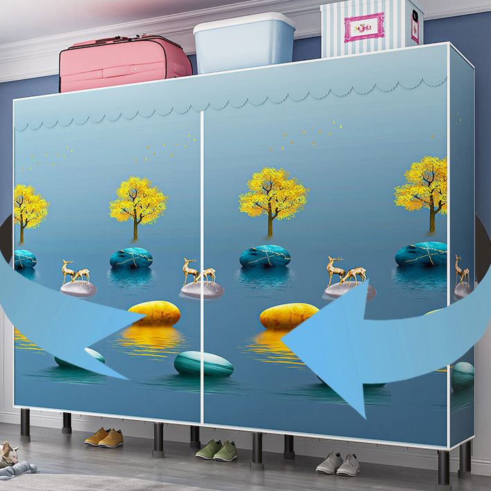 Steel Frame Wardrobe Armoire Contemporary Style Wardrobe Cabinet for Home Clearhalo 'Armoires & Wardrobes' 'armoires_wardrobes' 'Bedroom Furniture' 'furn' 'furn_armoires_wardrobes' 'Furniture' 1200x1200_d716bf9f-8337-4d8b-920b-664403a78cc1