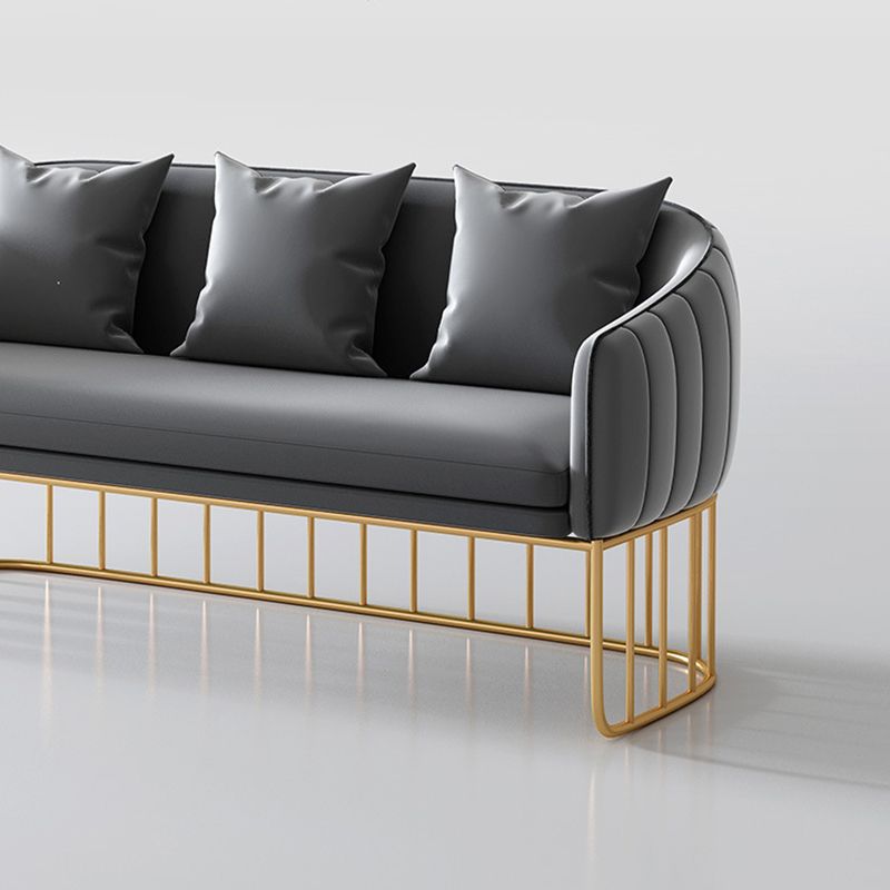 Contemporary Fabric Standard Settee Sloped Arm Tight Back Sofa