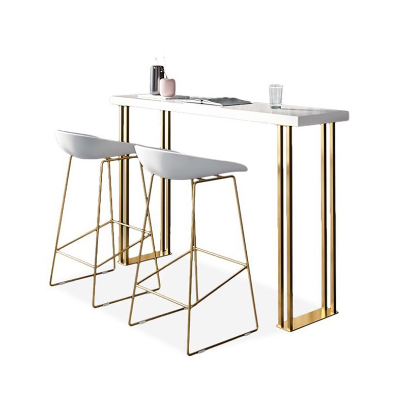 Mesa de barra de madera sólida rectangular de lujo Juego de mesa 1/3/5 piezas de mostrador con taburetes altos